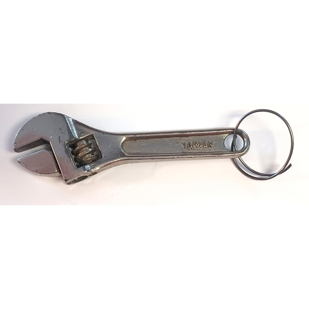 Vintage 1980s Mini Adjustable Crescent Wrench Keychain Keyring Taiwan